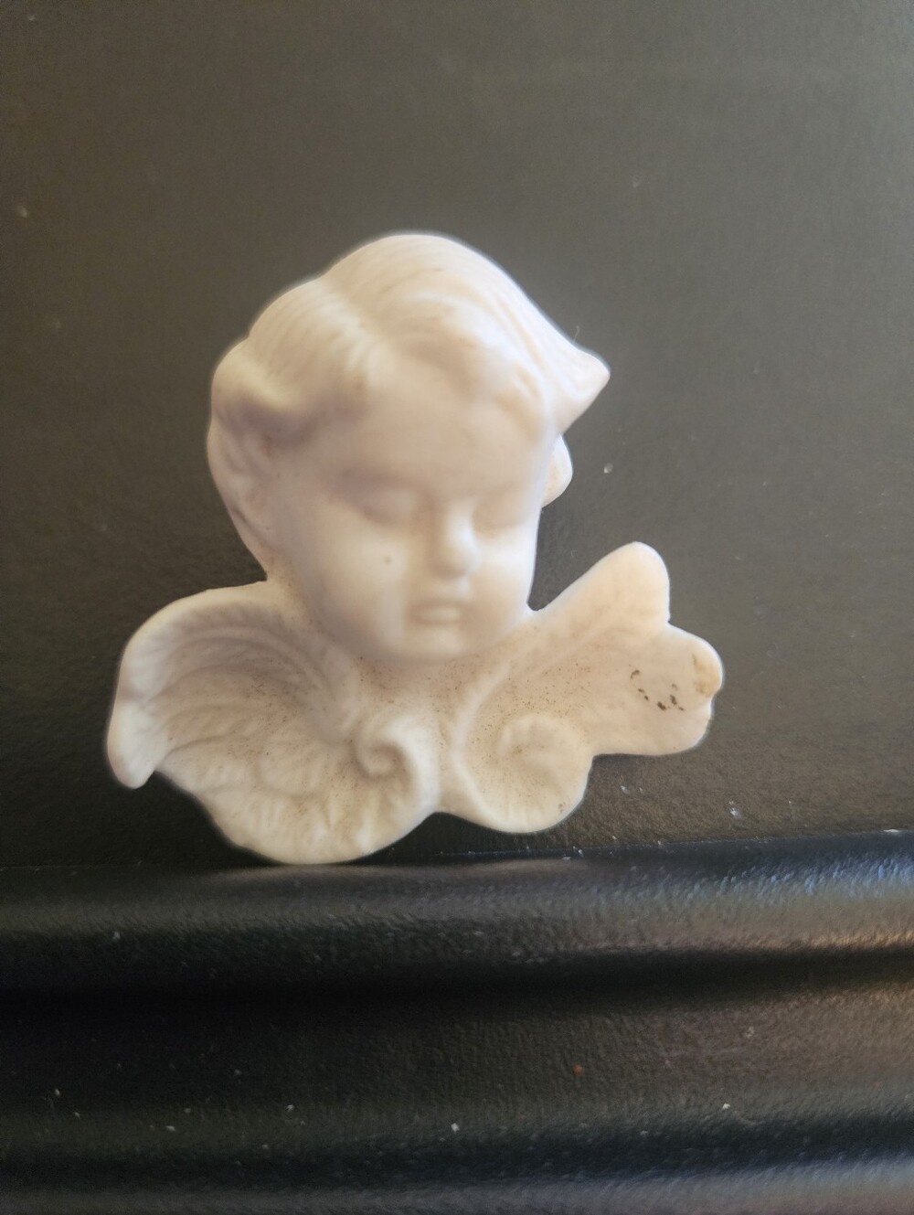 Vintage Ivory Ceramic Sleeping Cherub Brooch